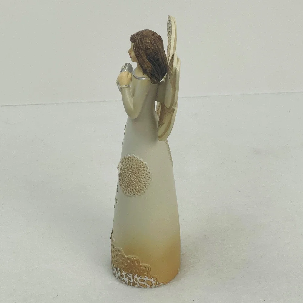True Friends Are Connected Heart To Heart Angel Figurine Butterfly Lace Detail
